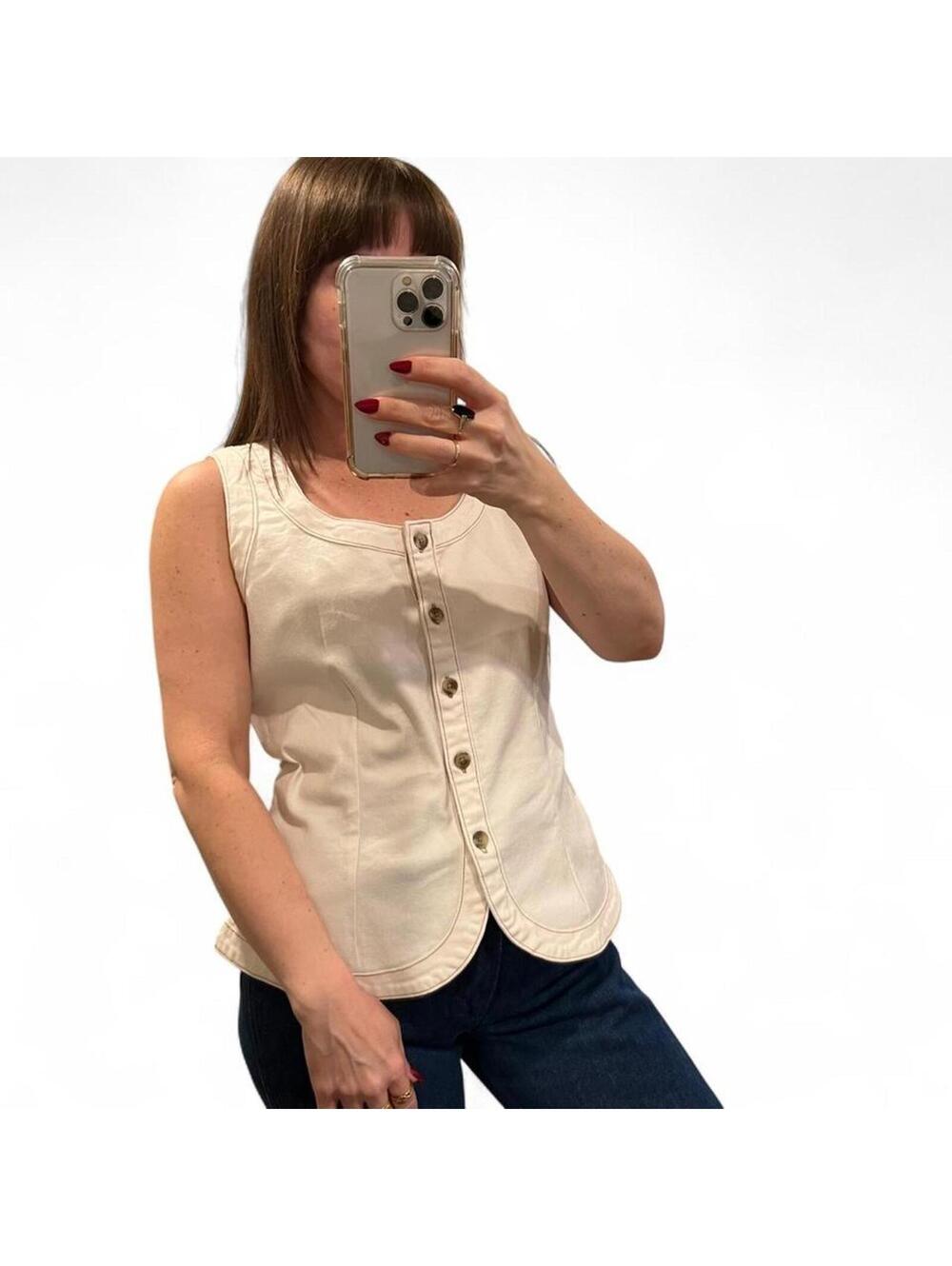 Old Navy cream button front tank top vest